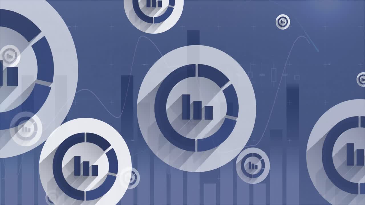 Animation of media icons over diagrams