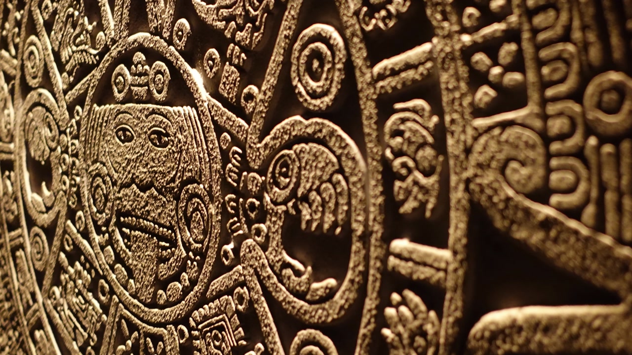 Mayan Stone Calendar Close Up