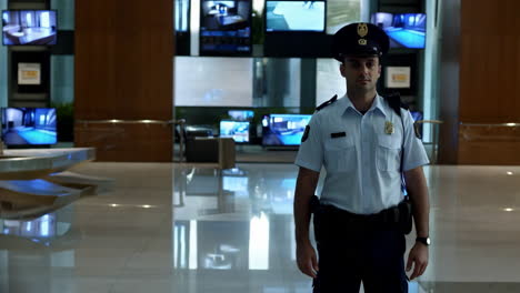 security guard in modern lobby