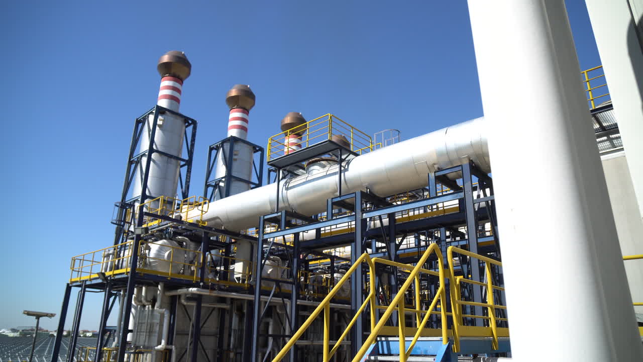 푸른 하늘을 배경으로 연기 없는 굴뚝