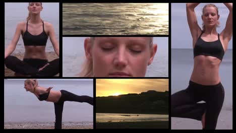 mujer atractiva haciendo yoga