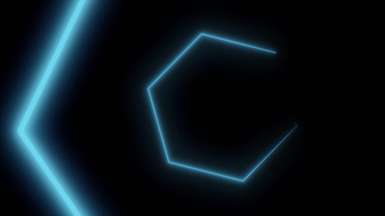 Neon Blue Hexagon Shape