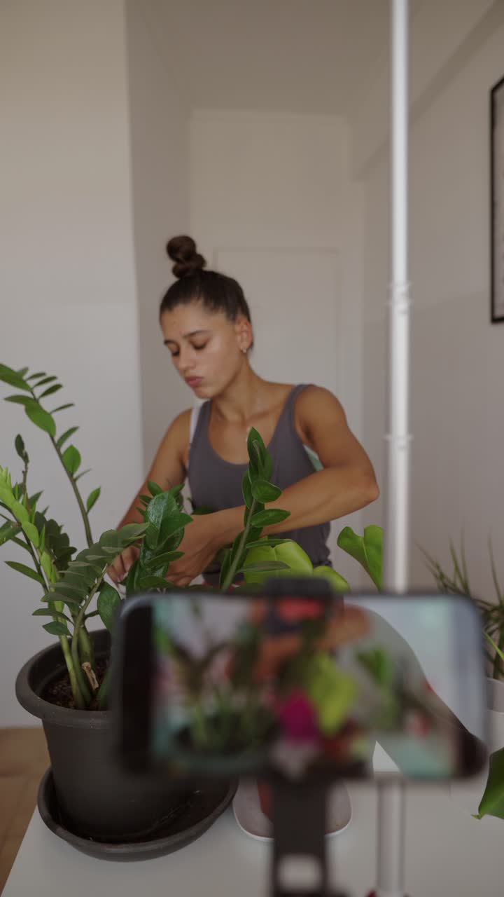 Woman gardening indoor