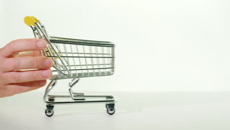 carrito de compras vacío en un concepto de compras de fondo blanco