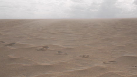 dunas de arena con arena humeante soplando en la parte superior