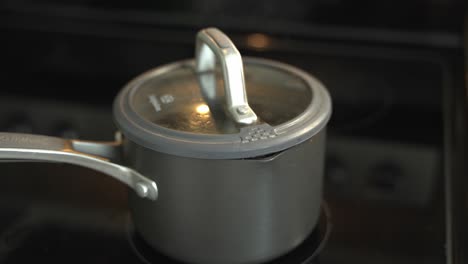 removing the cover off of a rice pot special ingredients to cook a meal two cans of beans rice plantain avocado red onion and cilantro