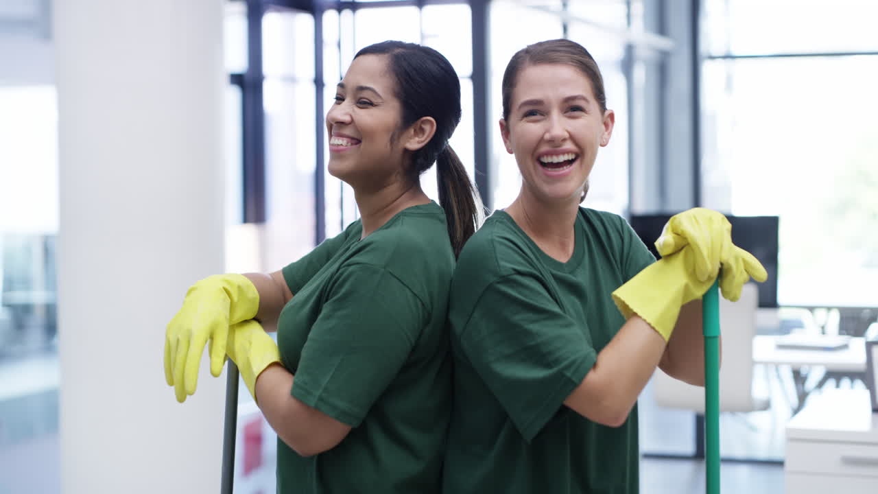 Office building, happy and portrait of women