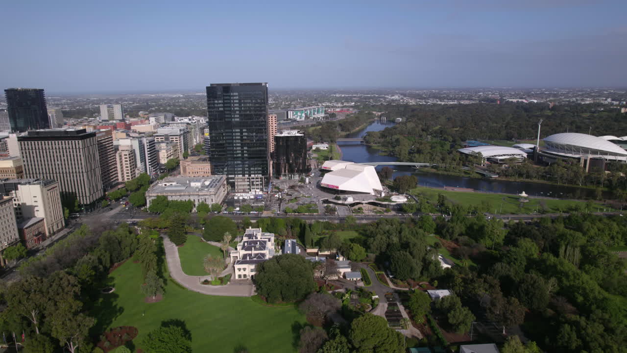 Aerial view of the Government House, Festival Centre and the Oval in Adelaide