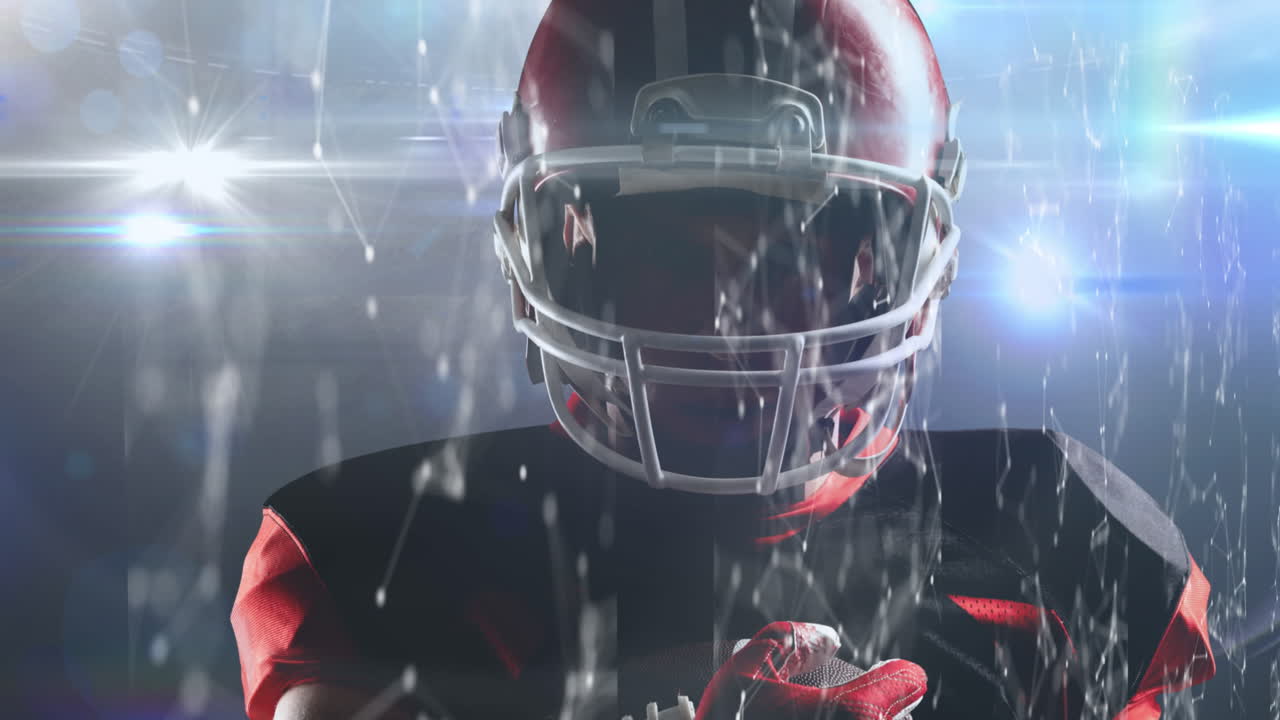 Animazione di forme in movimento con un giocatore di football americano