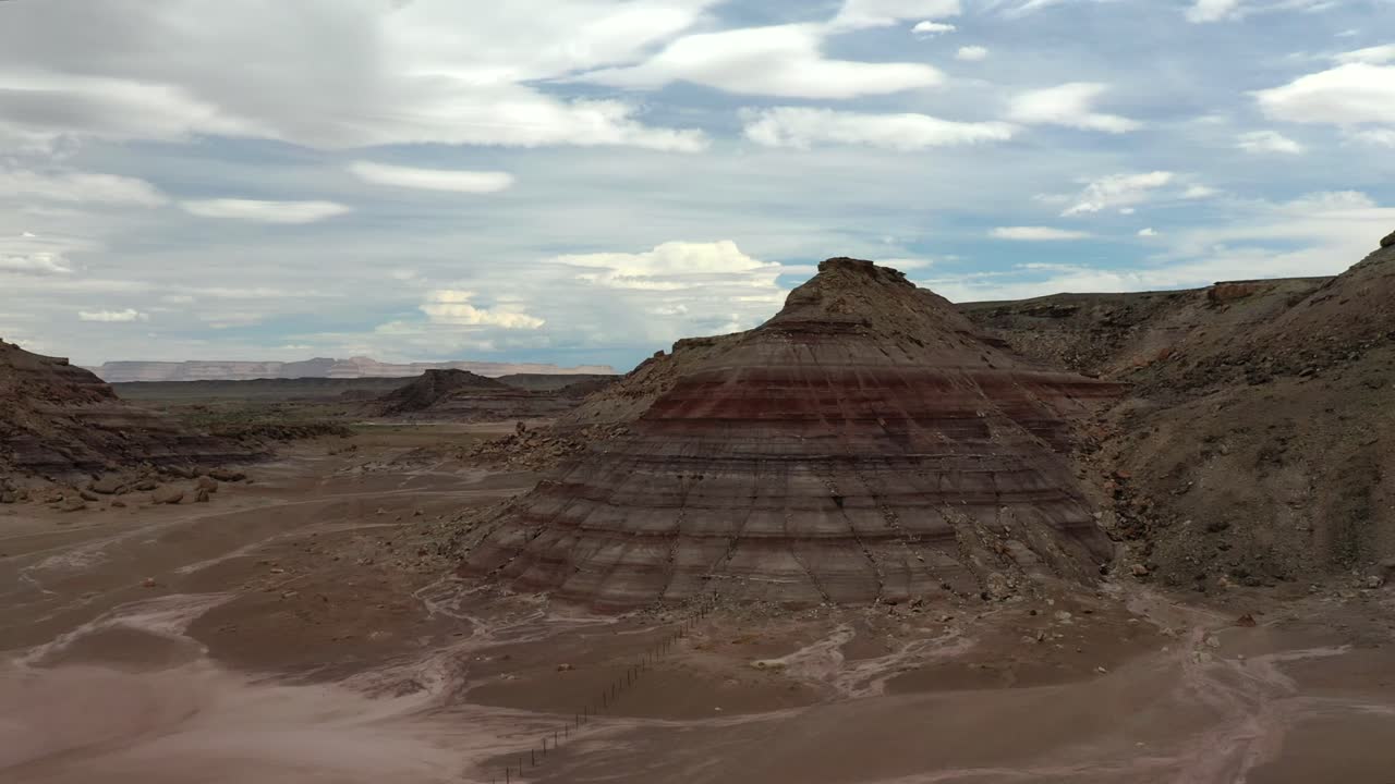 Colorful Eroded Bentonite Hills Near Hanksville Utah - aerial drone shot