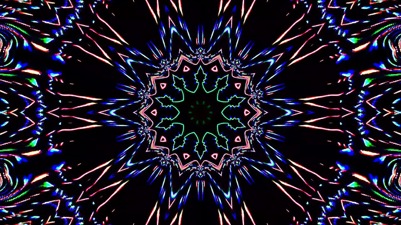 hermoso caleidoscopio abstracto que brilla, una luz radiante que regula los movimientos sutiles