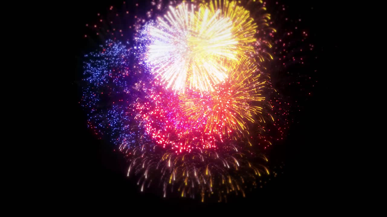 18 multicolor multiple shape explosion display dark sky seamless loop background for birthday