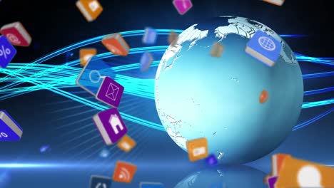 animazione di icone multimediali in tutto il mondo