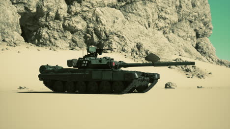 a tank in a desert landscape