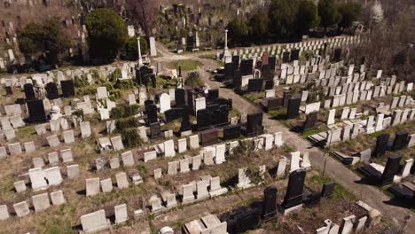 aerial view of old abandoned cemetery