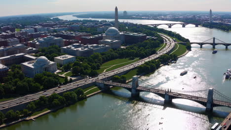 aerial view of washington d.c. cityscape with potomac river and landmarks