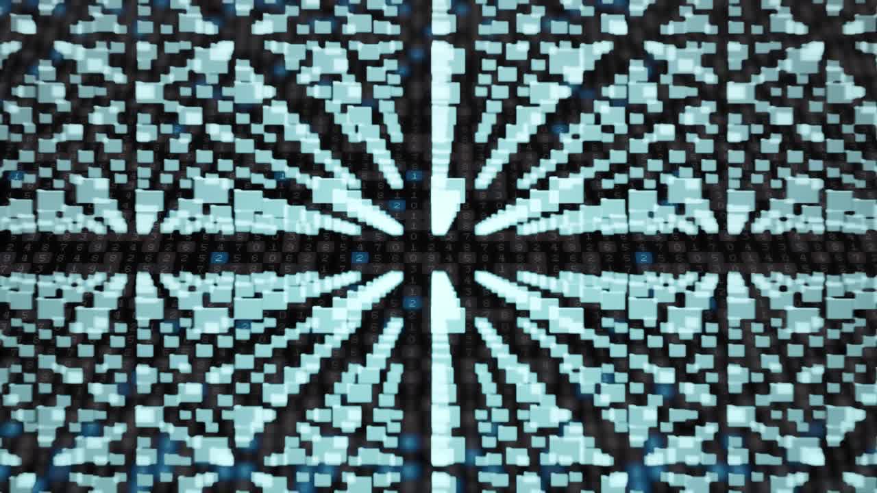 Animation of network of connections with icons over dark background