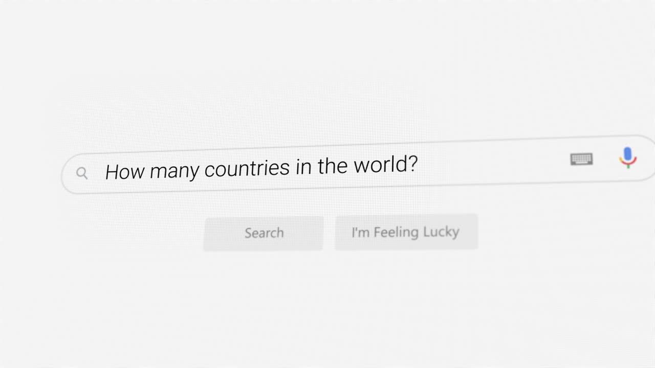 Searching for How many countries in the world? on Internet browser