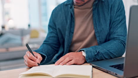 Person, hands writing and work home home planning
