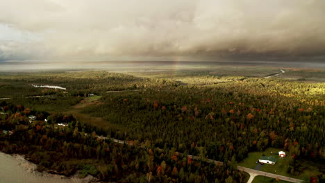 rainbow after storm in the fall in northern michigan