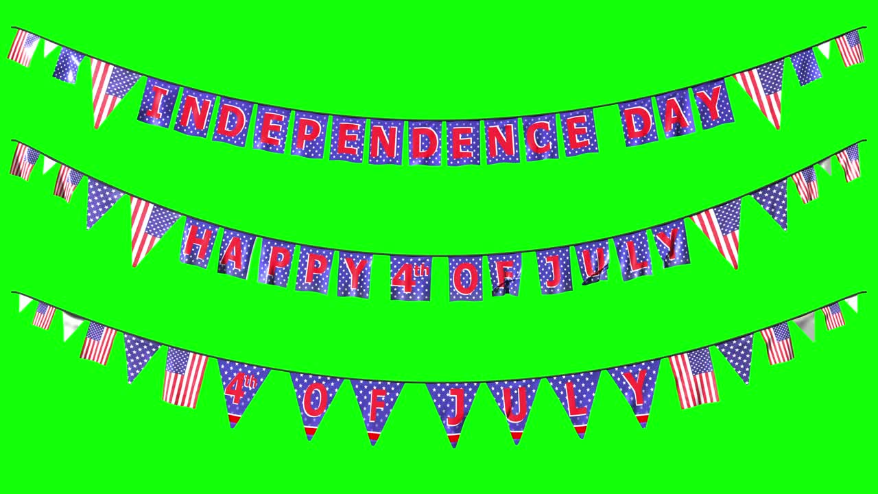 colgando decoraciones nacionales para nosotros día de la independencia 4 de julio en verde con el canal alpha