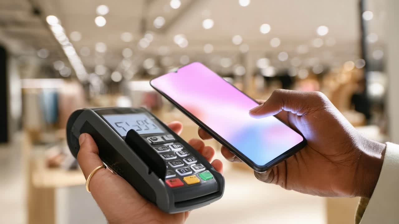 Mobile Payment Technology Revolutionizing Transactions: A Close-Up Look at Contactless Payment Interaction in a Fashion Retail Environment
