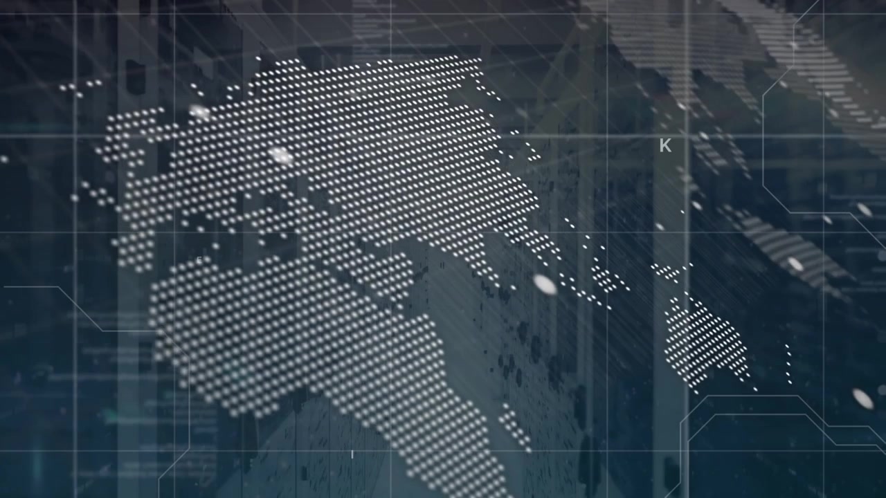 Animation of data processing over server room