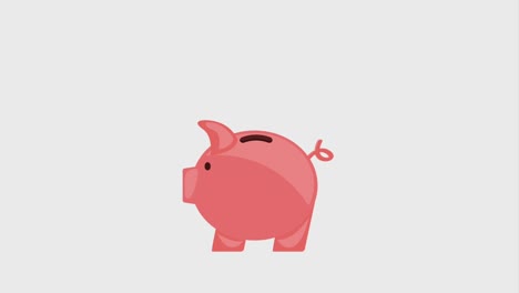 piggy bank and falling money bills icons