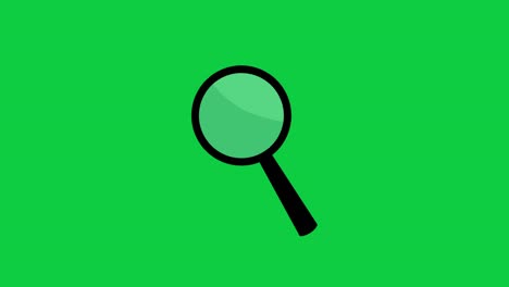 minimalist magnifying glass appears on green screen, concept of searching, 4k animation