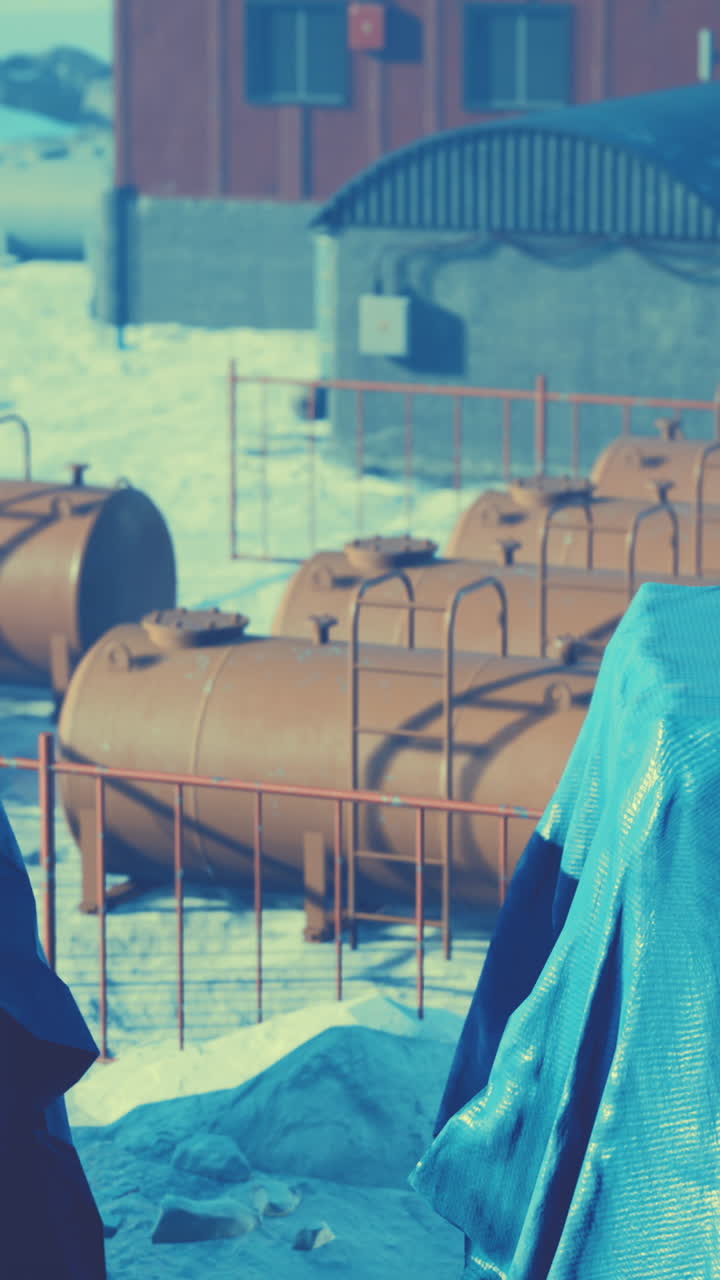 tanques de combustible en la nieve