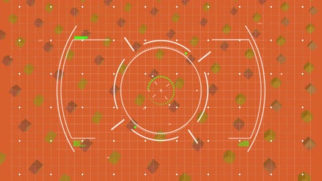 animation of scope scanning, pattern moving on seamless loop on orange background