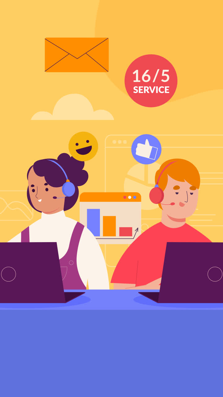 una animación de una ilustración plana de la semana de servicio al cliente