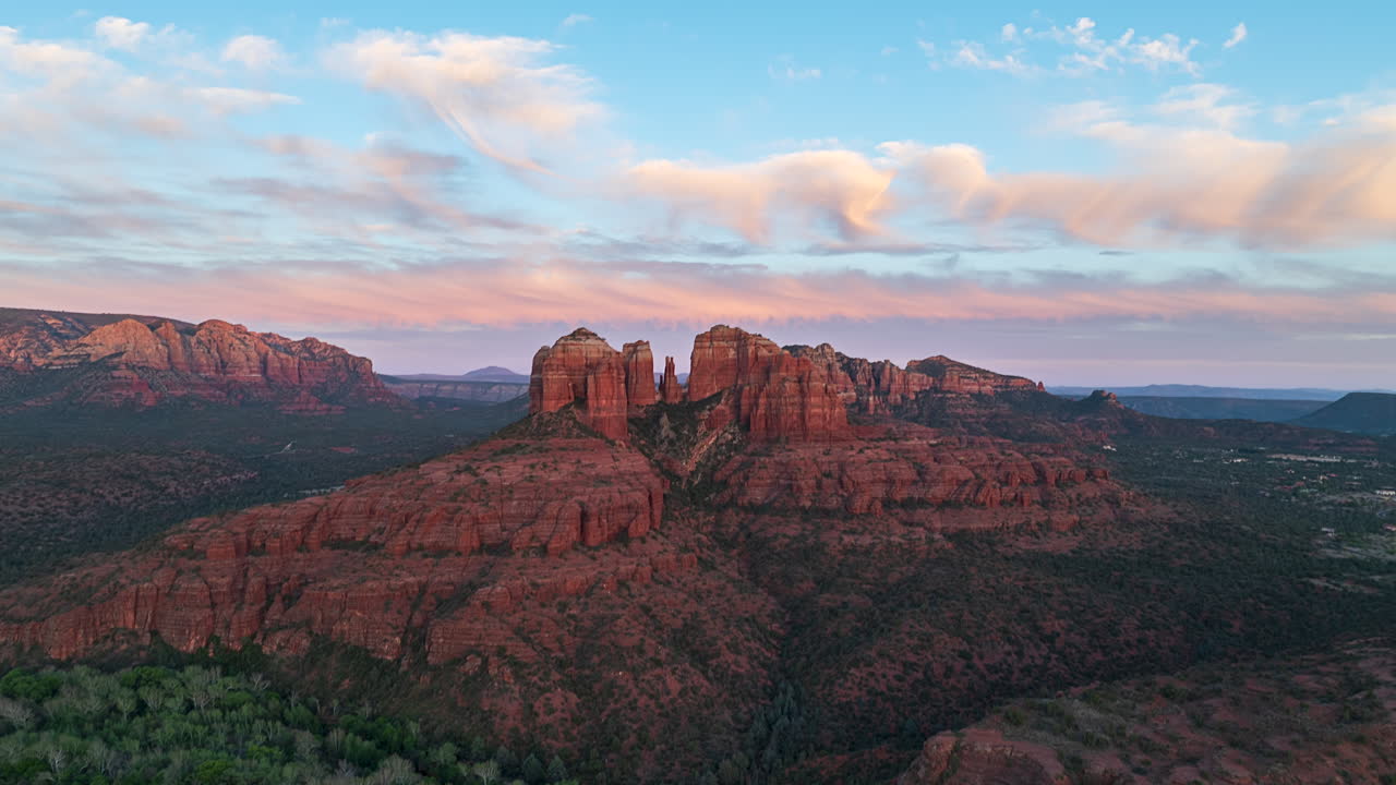 Sandstone Mountains At Red Rock State Park At Sunset In Sedona, Arizona, USA. Timelapse