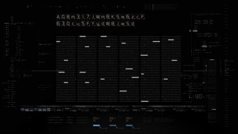 advanced data matrix simulation ui with cutting-edge digital environment with a dynamic and immersive display of interconnected data matrix information networks systems hud background