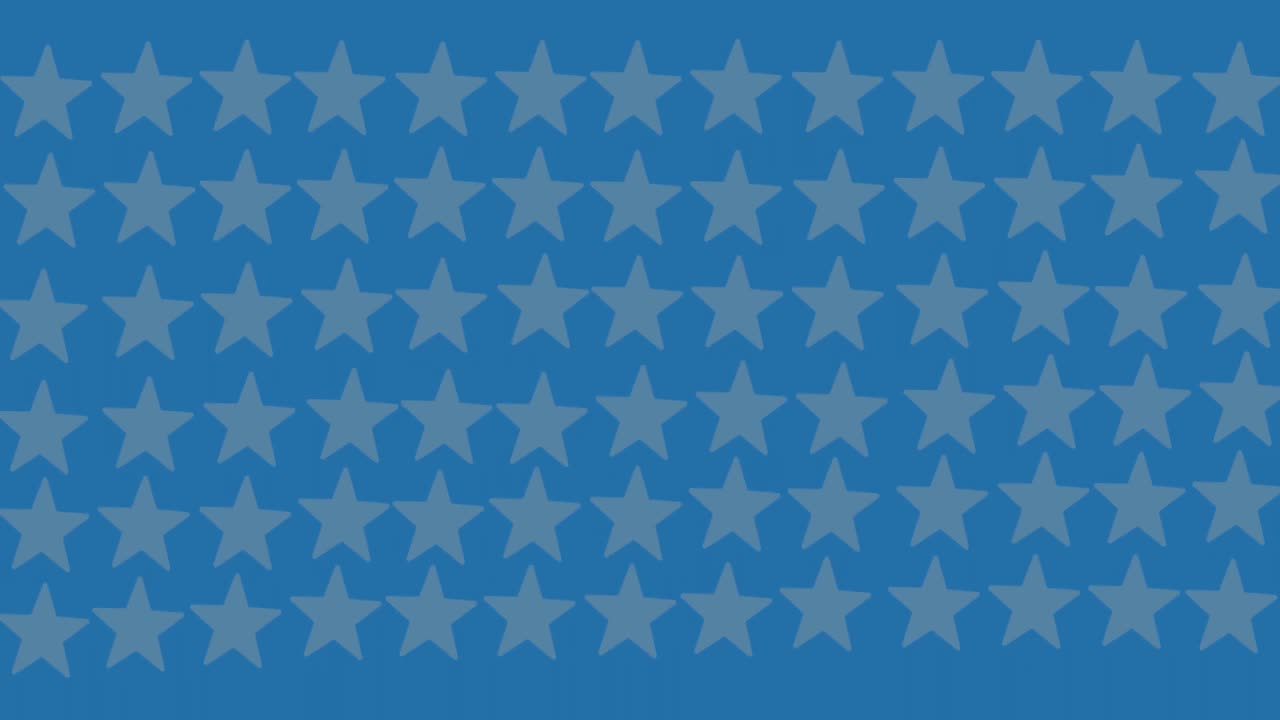 animación de filas de estrellas azules de la bandera estadounidense sobre un fondo azul