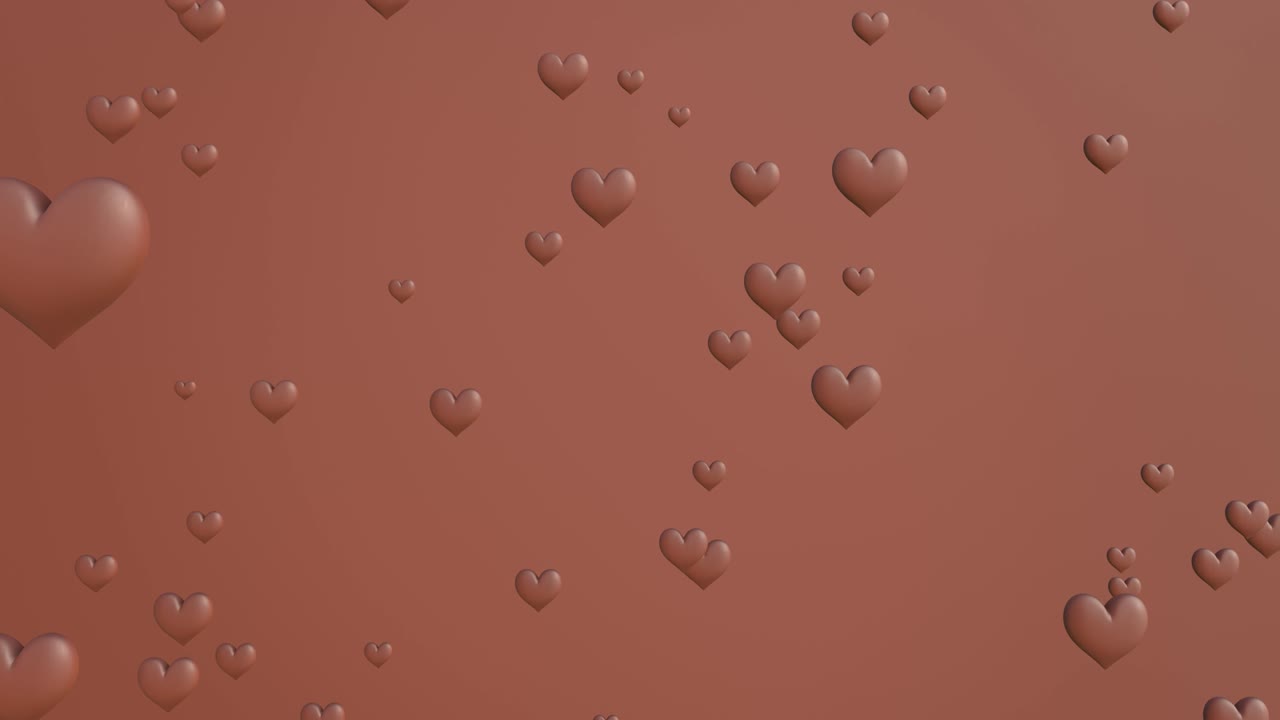 갈색 하트 모양의 추상적인 애니메이션. 갈색 바탕에.