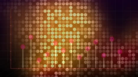main data visualization unfolding on dark grid background showcasing glowing dots and rising lines