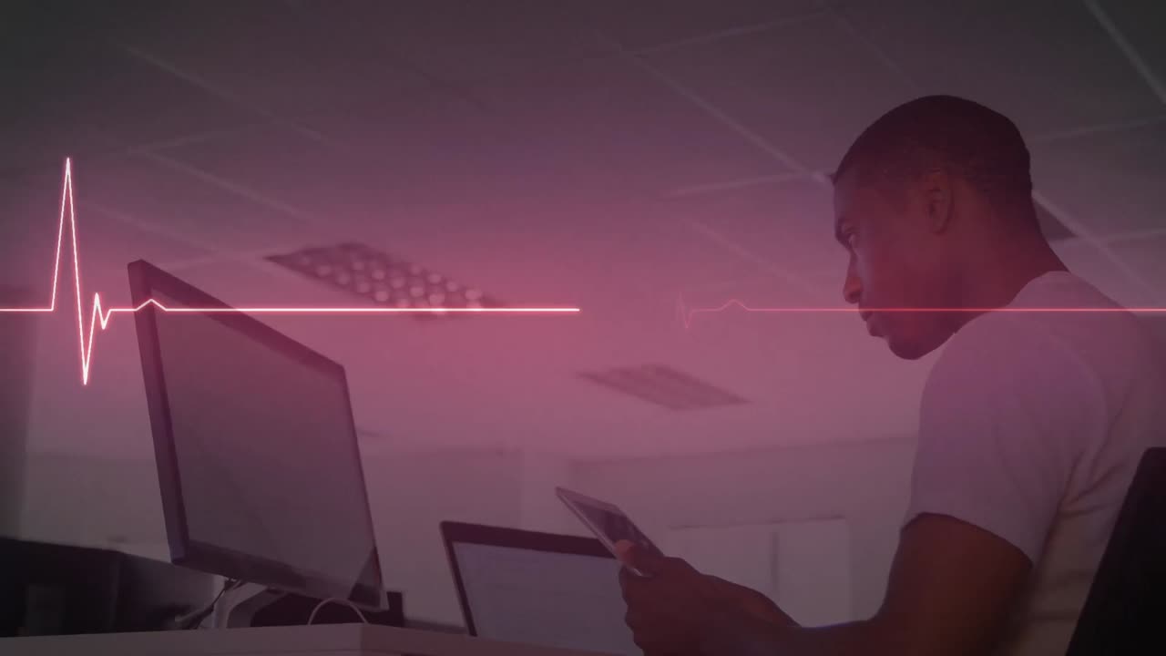 Animation of lifeline over men using computer