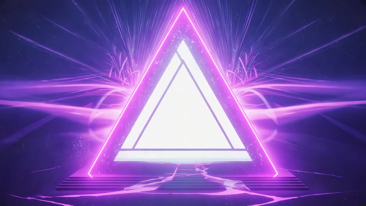 Abstract Neon Triangle Portal