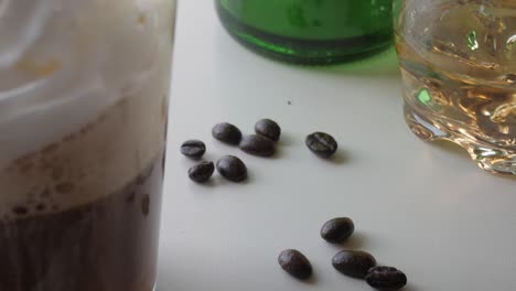 irish coffee with coffee beans