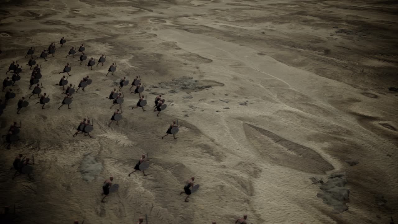 Ancient Army Soldiers Charging in a Battlefield