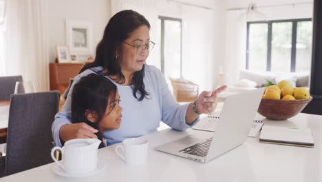 abuela y nieta trabajando juntas en una computadora portátil
