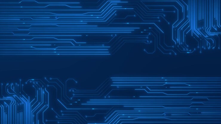 Sfondo 4K stampato con grafica di circuito, scheda madre futuristica, chip AI, CPU e scheda di circuito per computer.
