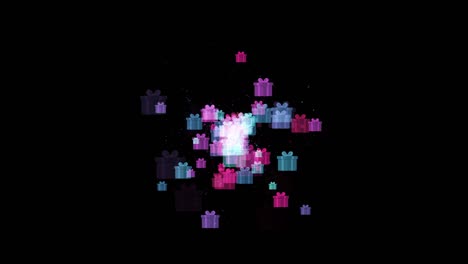 fondo de la caja de regalos voladora abstractamente en bucle de 4k