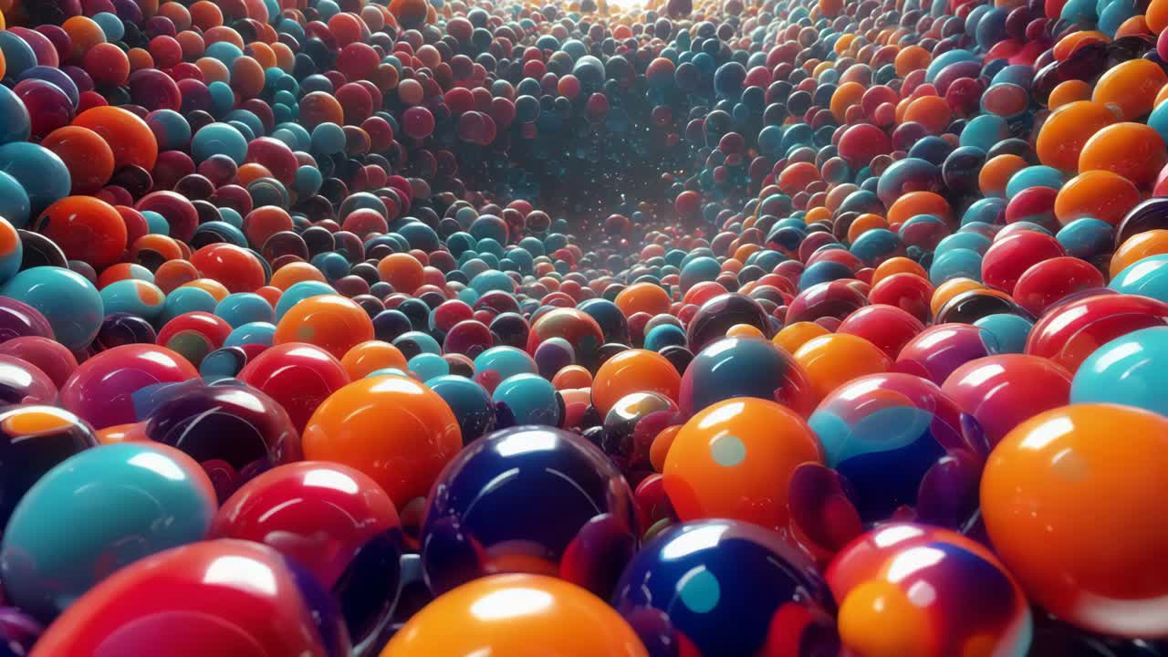 Abstract Tunnel of Colorful Spheres