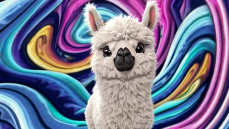 cute cartoon llama on colorful background