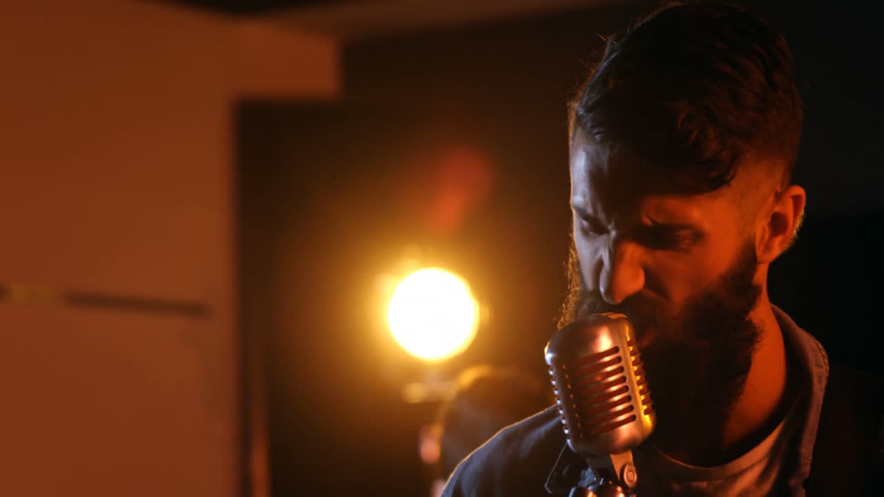 Band performing in studio