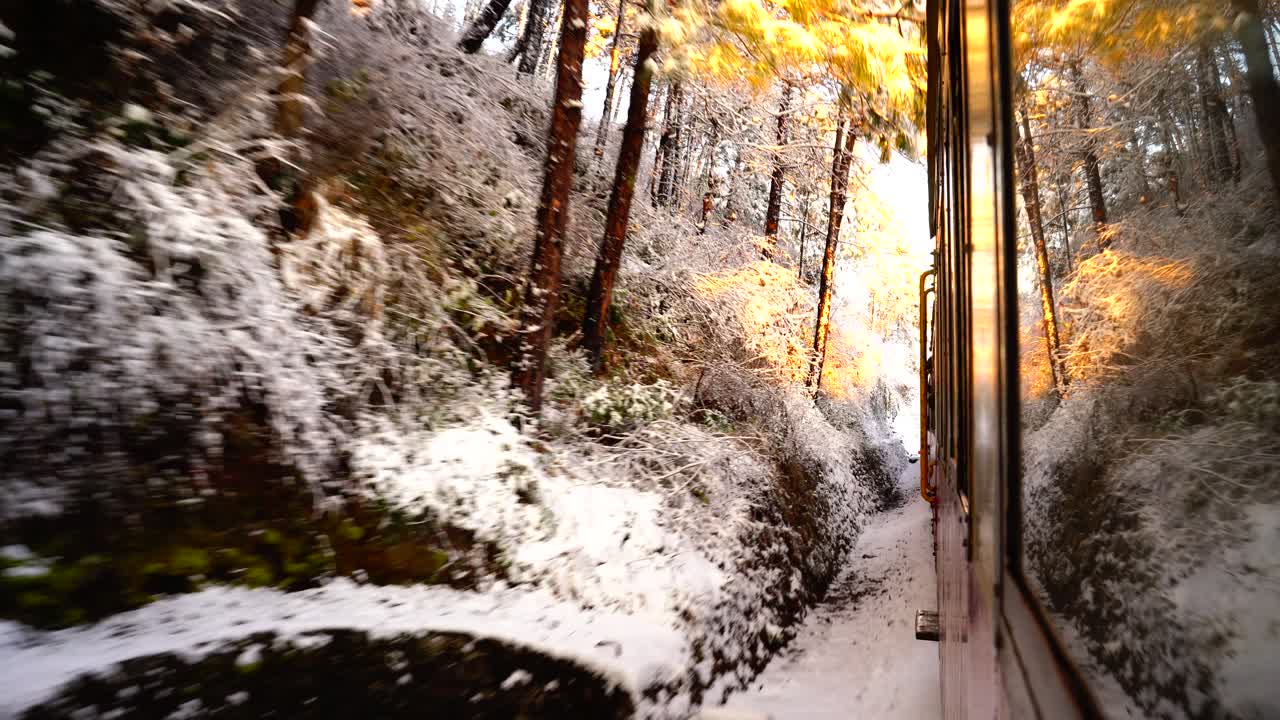 Toy Train Shimla With Snowfall, Himachal Pradesh, India.