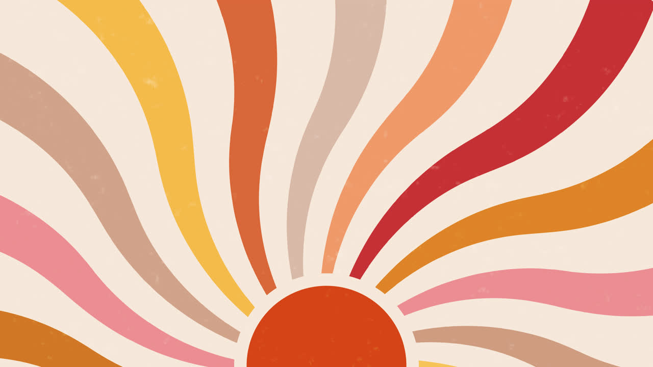 Animated Retro Sun Rays Background with Wavy Colors