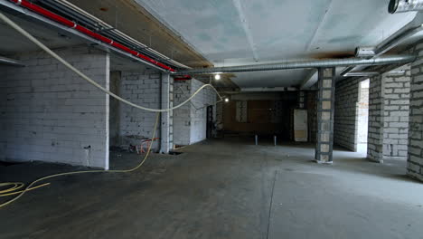 spacious premise of the constructed building. large room divided into several sections. renovation and reconstruction.